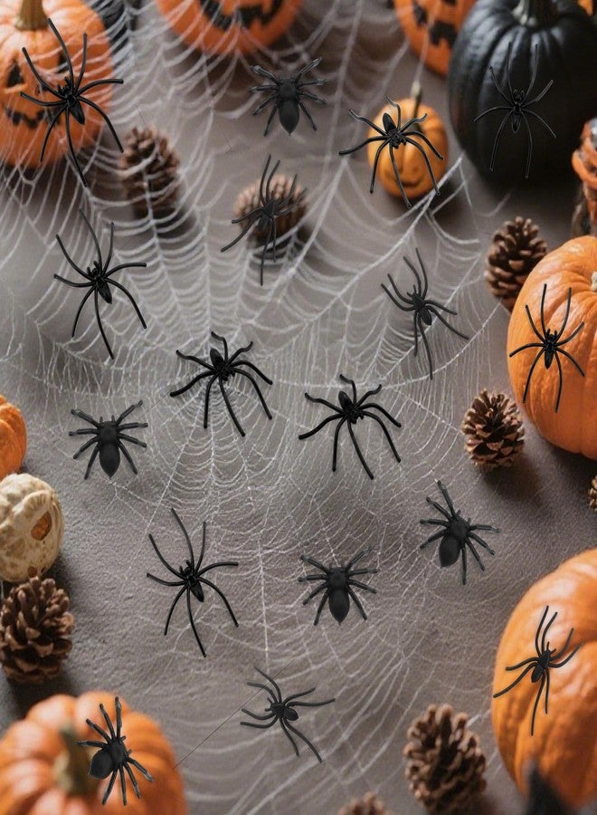 Nelisylux 120 Pieces Plastic Spiders Halloween Decorations, Halloween Spider, Fake Spiders, 4 Sizes Black Small Spider Web Decoration, Realistic Fun Toys Prank Props Scare Practical Surprise Joke Party Decor - Image 5